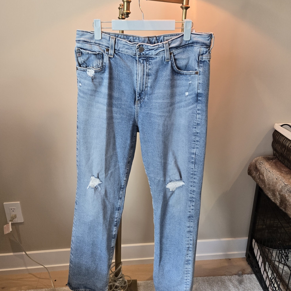 Sage Blue Straight Jeans Classic Style
